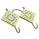 Yellow And Turquise Tiny Flower Ceramic Tiles Hooks